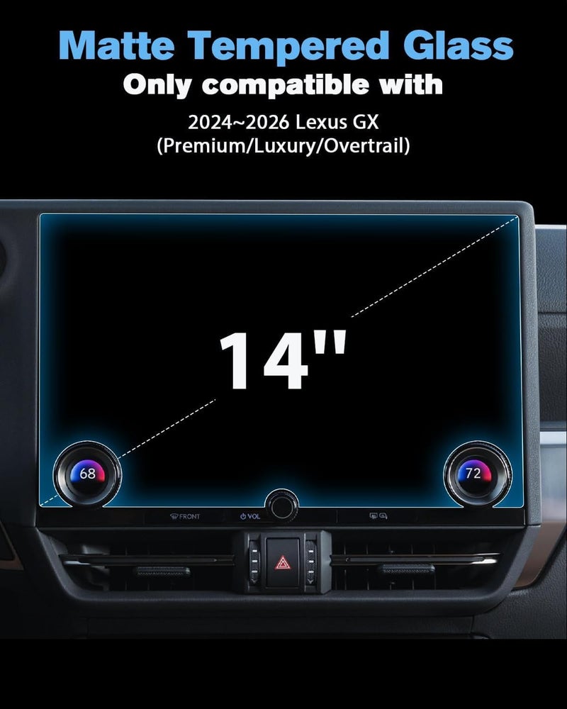 WEIPIN For Matte Anti Glare Tempered Glass 2024 2025 2026 L exus GX 14 Inch Touchscreen Screen Protector - GX (Premium/Luxury/Overtrail) Accessories - Image 2